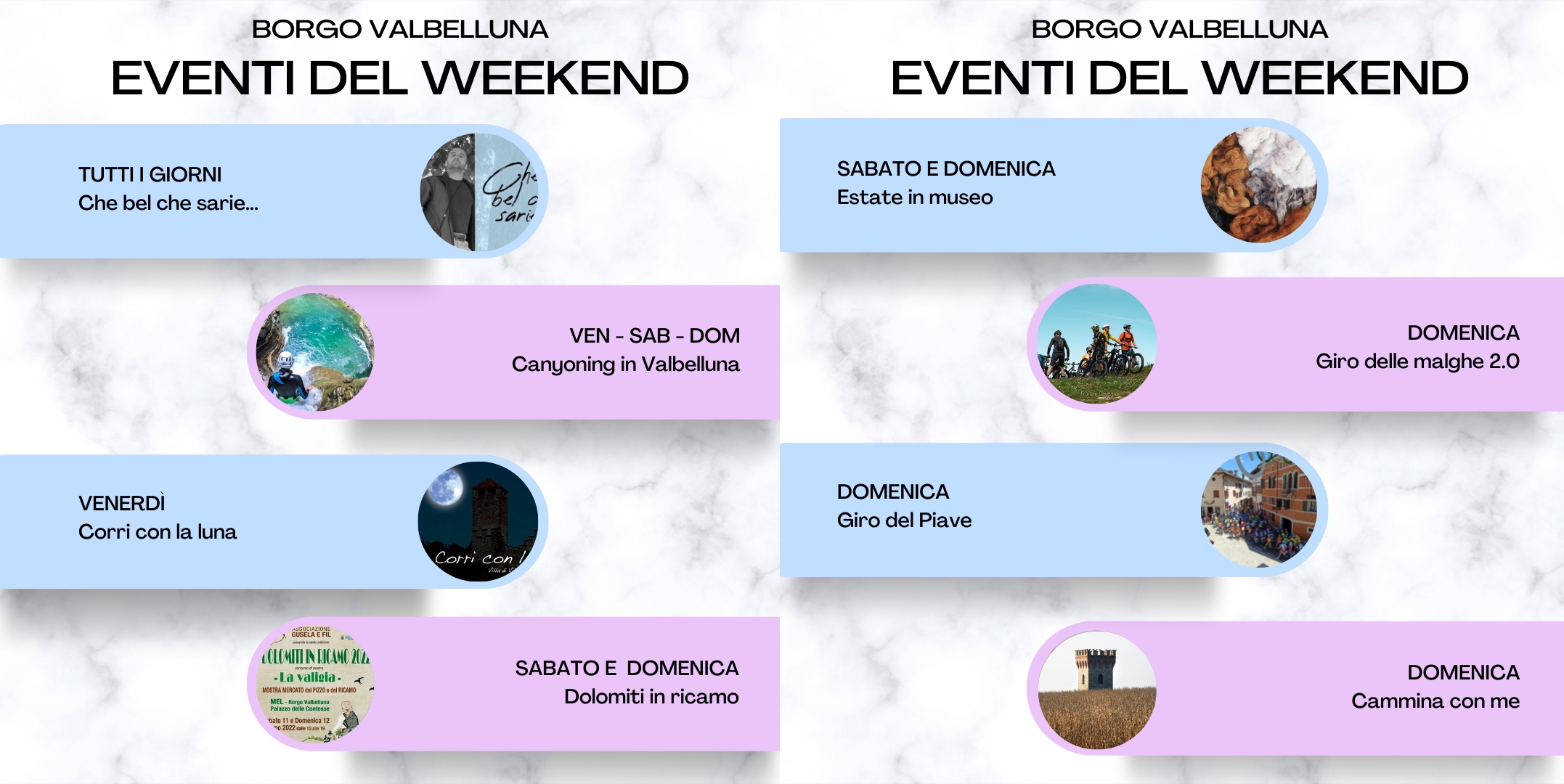 Eventi del fine settimana a Borgo Valbelluna