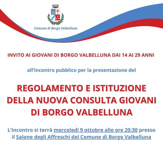 Presentazione Consulta Giovani di Borgo Valbelluna